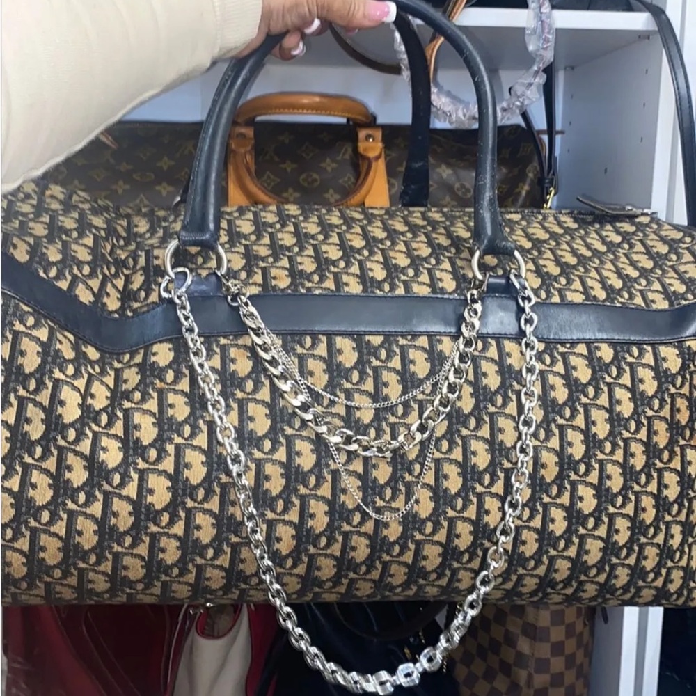 Authentic Dior Navy Blueand Tan Travel Bag 60in